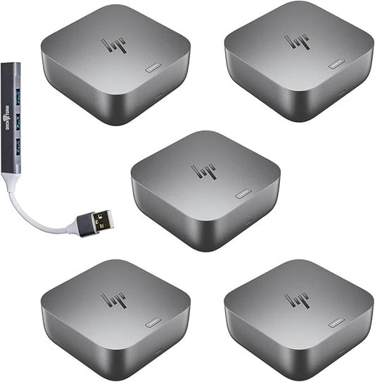 HP 180W G6 Thunderbolt 4 Ultra Dock Port Replicator Bundle w/DKZ Hub (Universal Thunderbolt/USB-C Docking Station, Single Cable for Charging, Data Transfers to Any Brand Laptop) 9X481UT#ABA (5-Pack)