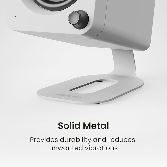 Kanto SU2 Rear-Mounted Desktop Speaker Stands for Uki and Ora | Elevated and Angled to Improve Sound | ¼-20 Thread | Holds 3.1 lbs | Pair | White