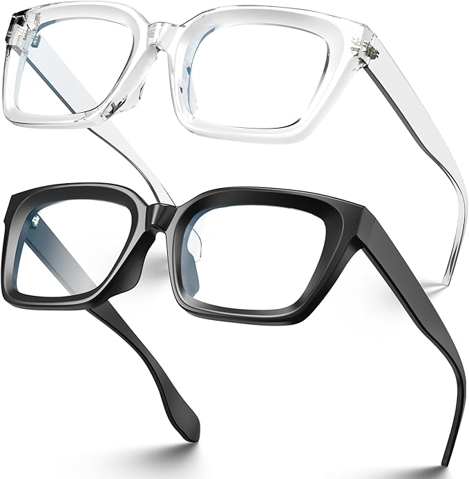 VISOONE Chunky Square Blue Light Blocking Glasses with Anti Computer Glare for Working Women Men MONTANA