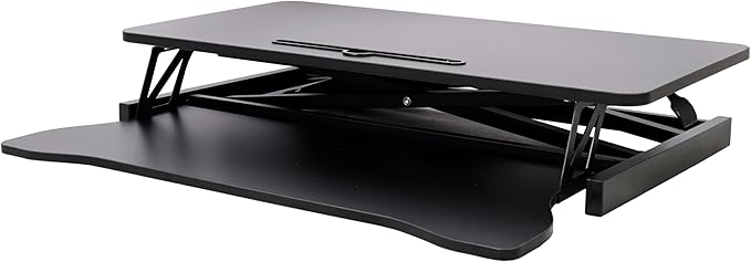 Standing Desk Converter, 32" Wide, Height Adjustable Sit Stand Up Desk Riser with Keyboard Tray, Desktop Workstation for Home Office Computer Laptop, Black