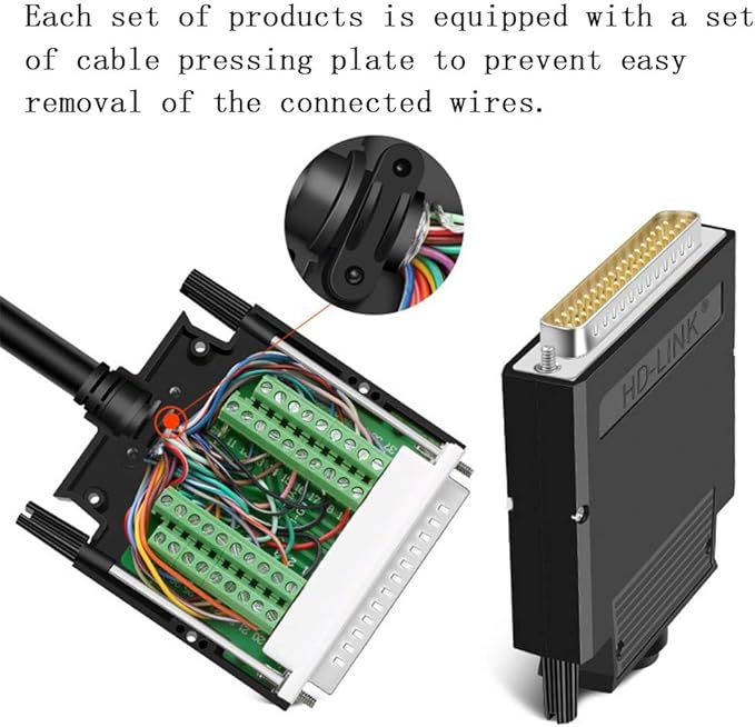2PCS Thinner DB37 Solderless RS232 D-SUB Serial to 37-pin Port Terminal Male Adapter Connector Breakout Board with Case Long Bolts Tail Pipe