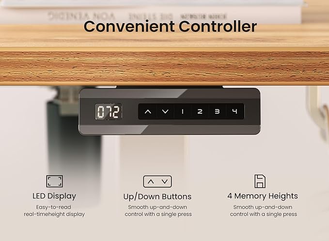 BANTI 55 × 24 Inches Standing Desk, Ergonomic, Electric Height Adjustable, Sit and Stand Up, Computer Office Desk with Splice Board, White Frame/Light Rustic Top