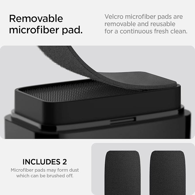 ﻿Spigen EZ Slide & Brush Screen Cleaner for Tesla Model Y 2025/26 (Juniper) & 3/Y/S/X/Cybertruck and Screens, Phones, Laptops, Tablets (Extra Microfiber Pad Included) [Black]
