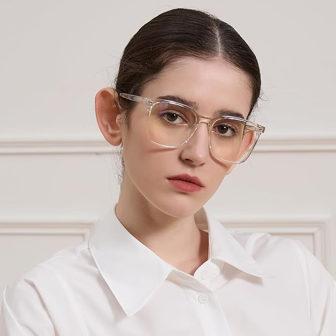 Oversized Square Blue Light Blocking Glasses for Women Men, Anti-Fatigue Computer Monitor Glasses Reduce Eye Strain