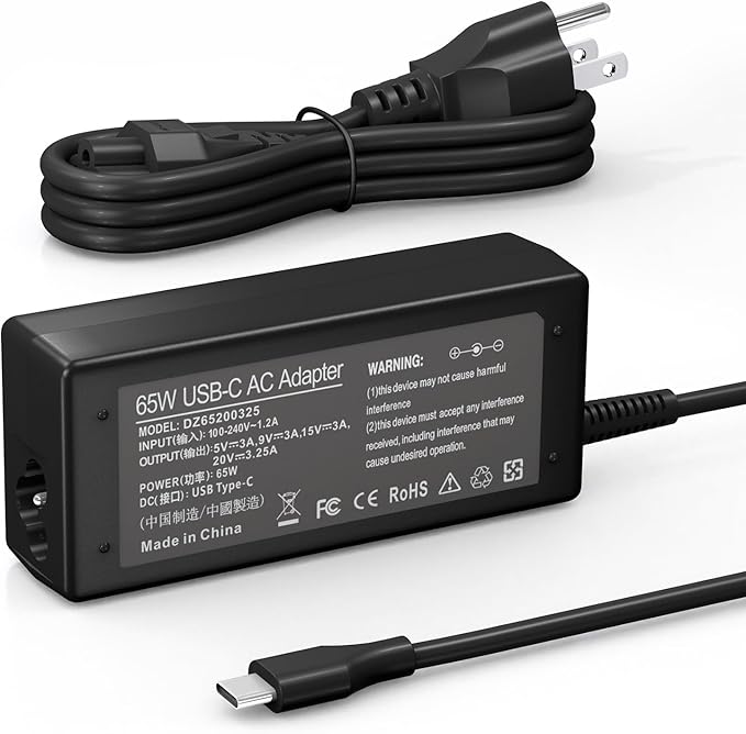 65W 45W USB C Charger Compatible with Chromebook X360 11 13 14/HP/Dell/Lenovo/Samsung/Acer/Asus/Spectre X360/Thinkpad Type C Power Supply Cord.