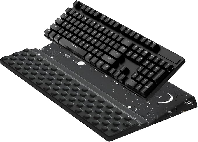 Wrist Rest with Keyboard Stand, Computer Wrist Support Pad,Ergonomic Tilted Keyboard Holder, Soft Memory Foam Desk Cushion, Palm Hand Typing for Office Home School (Starry Sky)