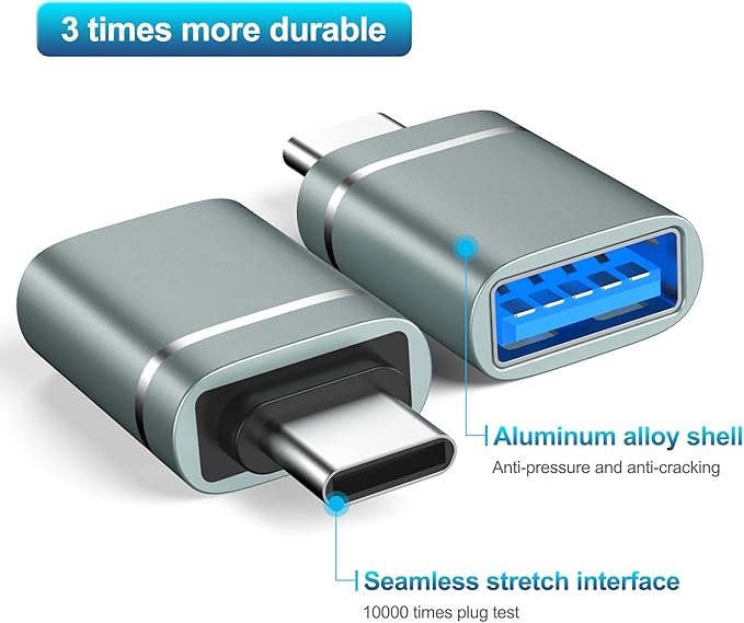 USB C to USB Adapter 3-Pack USB C Male to USB 3.0 Female Adapter Compatibllity for iMac 2021 for iPad Pro 2021 for MacBook Pro 2020 for MacBook Air 2020 and Other Type C or Thunderbolt 3 Devices gray