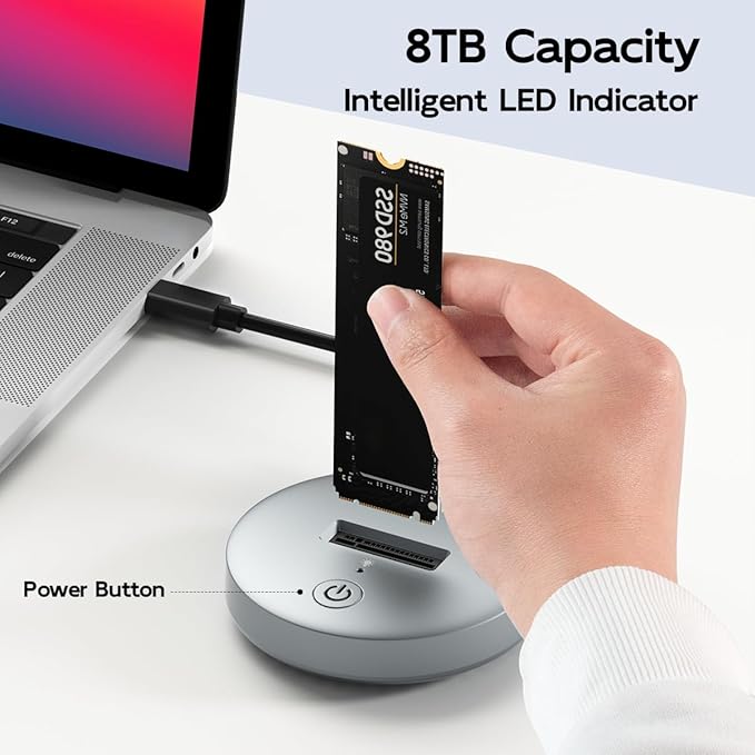 MAIWO M.2 NVMe SATA SSD to USB C Adapter, USB3.2 GEN2x1 10Gbps with UASP Trim, 8TB Capacity, Tool Free M.2 Drive Docking Station