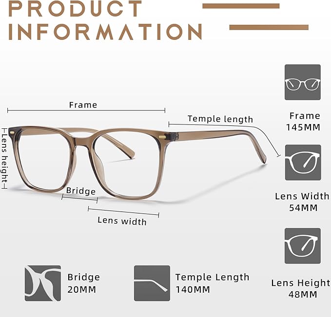 Oversized Square Blue Light Blocking Glasses for Women Men, Anti-Fatigue Computer Monitor Glasses Reduce Eye Strain