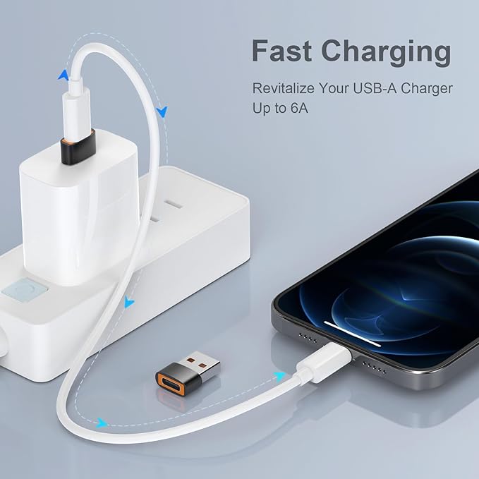 10pack USB to USB C Adapter, USB C Female to USB Male Adapter, Fast Charging & Data Transfer for iPhone17 16 15 Plus Pro Max, iPad Air Mini 6 7, Samsung Galaxy S25-S22, iPad Air, Pixel