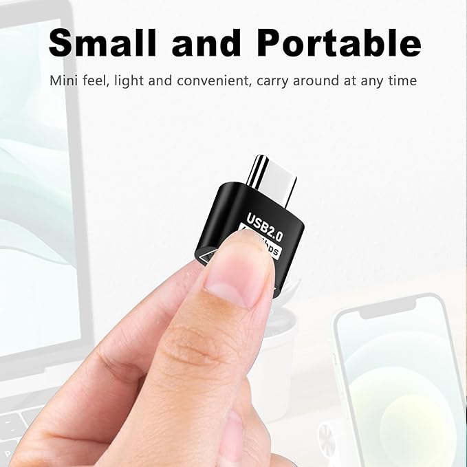 Duttek USB C to USB Adapter, USB Type C Male to USB 2.0 Female Extension Connector, USB to USB C Adapter, Support 480Mbps Data Transfer, OTG Function and Charging for Phone, Laptop (4, Black)