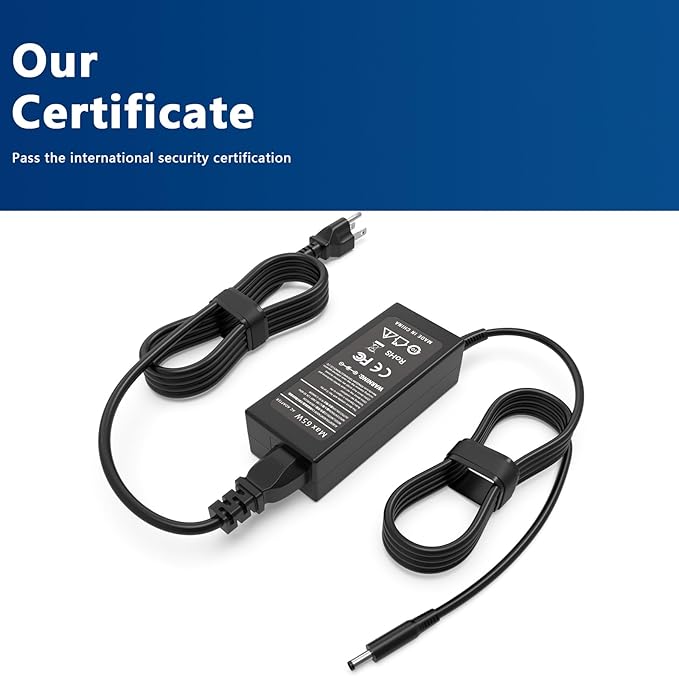 65W 4.5mm AC Adapter Compatible with Dell Latitude 3520 3540 3440 3420 3550 3430 3320 3340 3330 3450 3535 Business Student Laptop DA65NM191 19.5V 3.34A Power Supply Adapter Cord