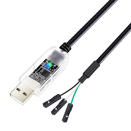 DTECH USB to TTL Serial Cable Adapter FTDI Chip 3.3V 3 Pin LED Indicators UART Debug Converter FT232RNL IC Output 3V3 Signal Level for Windows 11 10 8 7 XP MAC Linux Easy Debugging Programming, 6ft