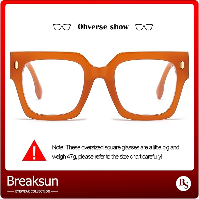 Fashion Oversized Blue Light Blocking Glasses for Women Men Trendy Big Square Frame Computer Eyeglasses