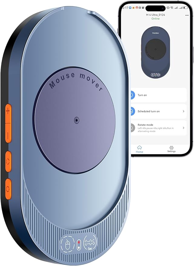 Vaydeer M4 Utra Mouse Mover with APP, Undetectable Mouse Jiggler Device with Remote Control and Timer Function, Driver-Free Shaker Wiggler Mouse Movement Simulation for Computer Awakening-Dark Purple