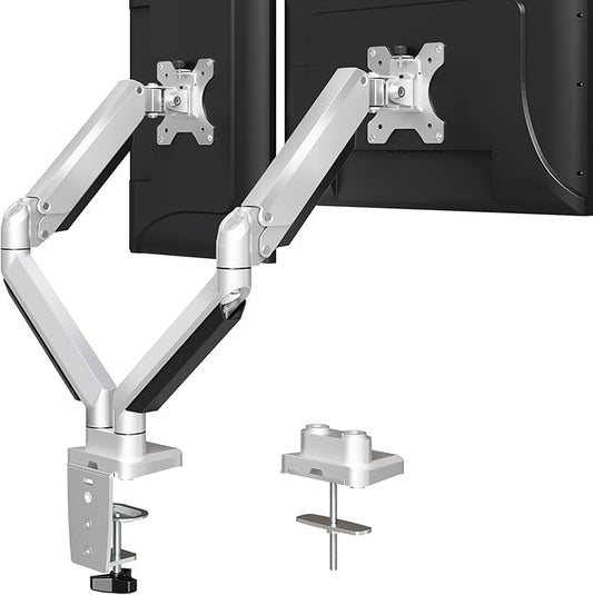 MOUNTUP Dual Monitor Desk Mount, Die-Cast Aluminum Fully Adjustable Double Monitor Arm, Computer Monitor Stand Fits 2 Screen 17 to 32 inch - Each Arm Holds 4.4-19.8LBS, MU0024