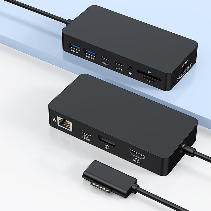 New Surface Dock Triple Displays 4K HDMI+DP+Thunderbolt 4, 12 in 1 Surface Pro Docking Station with 120W Power Adapter for Surface Pro 11/10/9/8/X/7/6/5/4/3, Surface Laptop, Surface Book Go