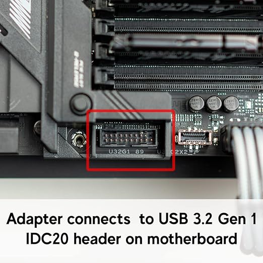 LINKUP - USB 3.2 Gen 2 (USB 3.1) Internal Adapter 20-Pin Motherboard Header Male to Female 10Gbps for PC USB-A Ports - Right Angle Type - Black 24cm