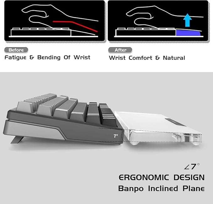 Acrylic Keyboard Wrist Rest-Black 68Key Ergonomic Palm Rest for Computer Keyboard