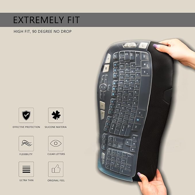 Keyboard Cover for Logitech K350 MK550 MK570 Wireless Wave Keyboard,Utra-Thin Silicone Keyboard Protector Skin for Logitech K350 MK550 MK570 Keyboard Protective Accessories(Transparent)