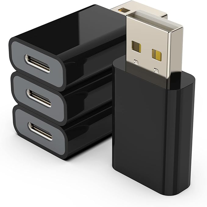 USB to USB C Adapter Pack-4,Compatible with Apple MagSafe Watch 7/8/9/SE/Ultra,USB C Female to USB Male Adapter for iPhone 15 14 13 12 Mini Pro Max,iPad,Galaxy Note,Google Pixel 7 6 5, Black