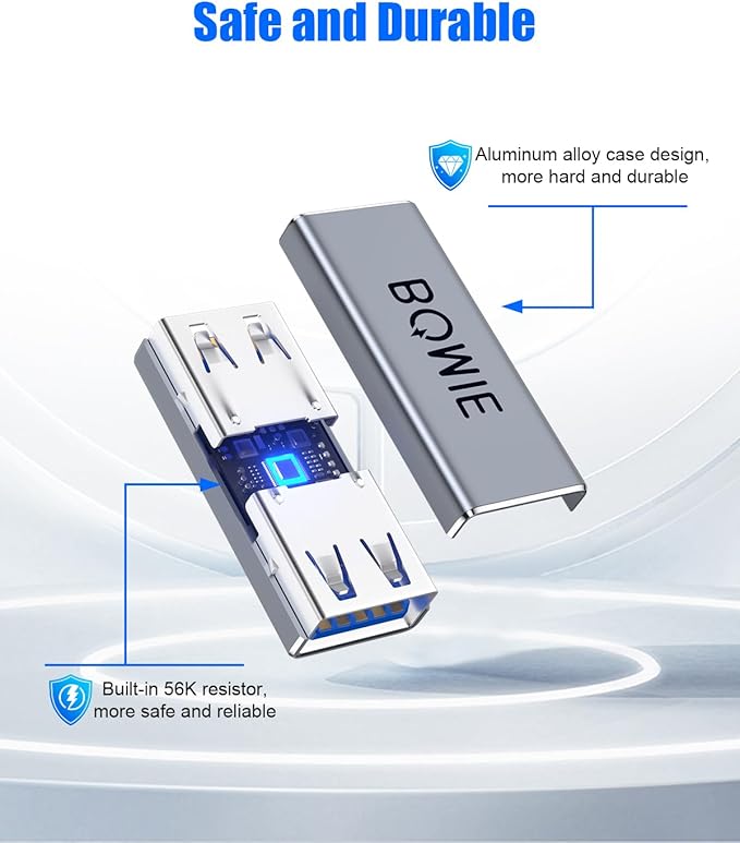 USB Female to Female Adapter 6 Pack,USB 3.0 Type A Female to Female Extension Adapter Connector,5Gbps Data Transfer and Charging for Connecting Extension Two USB-A Male Ends Cable Aluminum Shell Gray
