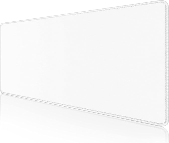 Dapesuom Large Gaming Mouse Pad, Extended Mouse Mat with Stitched Edges, Full Size Keyboard Pad with Non-Slip Base, Big XXL Computer Desk Mats for Gamer, Laptop, Office, 35.5 x 15.7in, Ivory White