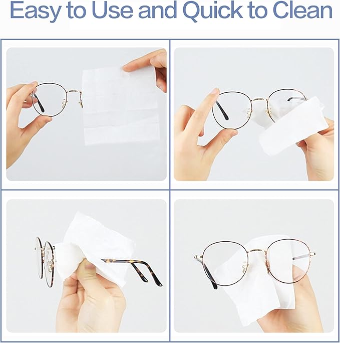 250 Count Lens Wipes for Eyeglasses, Pre-Moistened Individual Wrapped Glasses Wipes Lens Cleaner, with a Carrying Box, Defogging Screen Wipes for Sunglass, Goggles, Camera, Computer, Laptops Screens