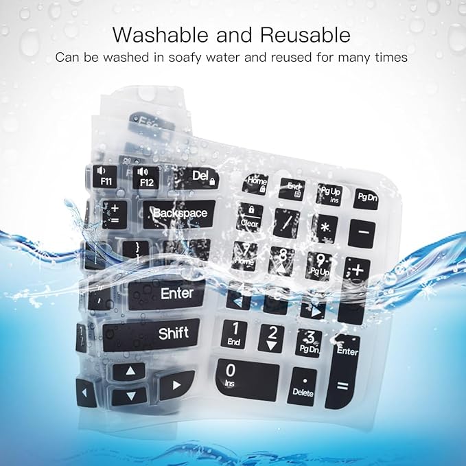 Large Print Keyboard Cover for Logitech Wave Keys MK670 Combo Keyboard Skin, Logitech Wave Keys Wireless Ergonomic Keyboard Cover Protector Skin, Logitechs Waves Key Accessories, Black