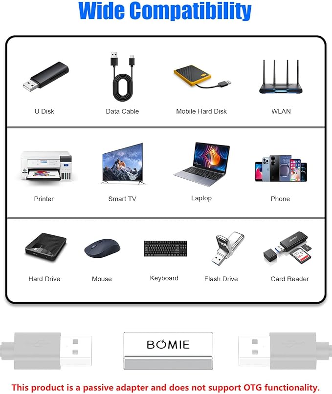 BOMIE USB Female to Female Adapter 4 Pack, USB 3.0 Type-A Female to Female Extension Adapter Connector, 5Gbps Data Transfer and Charging for Connecting Extension Two USB-A Male Ends Cable Silver