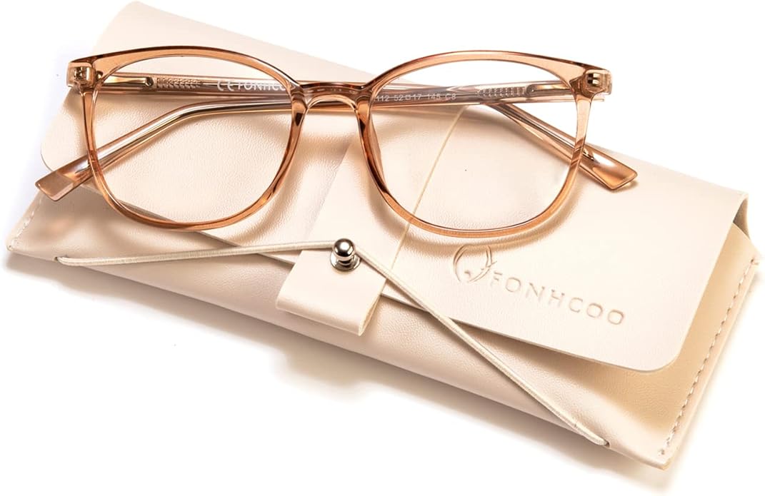FONHCOO Blue Light Blocking Glasses Fashion Round TR90 Frame Transparent Eyewear Anti UV Computer Glasses for Women Men