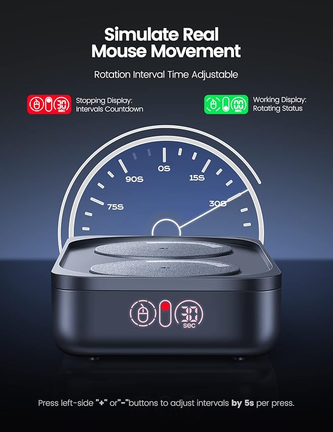 Undetectable Mouse Jiggler,Mouse Mover Jigger Device with LED Screen,Interval Time Adjustable,for Working from Home,Thinking/Taking Notes when Working,Keeps PC Live to lmprove Office Efficiency