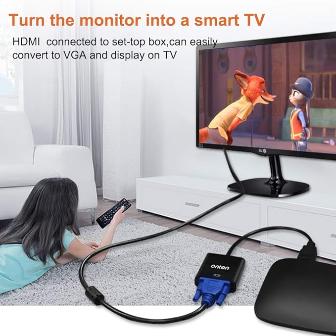 HDMI to VGA Cable. HDMI Male to VGA Male Converter with 3.5mm Audio Jack for TV Stick, Raspberry Pi, Laptop, Monitor, PC, Tablet, Digital Camera, Etc (Adapter)