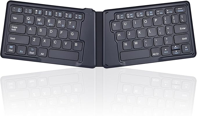 Perixx PERIBOARD-805E US, Wireless Foldable Ergonomic Bluetooth Keyboard, Ultra-Thin X Type Keys, Compatible with iOS, Android, or Windows Smartphone, Tablet, or Laptops, US English