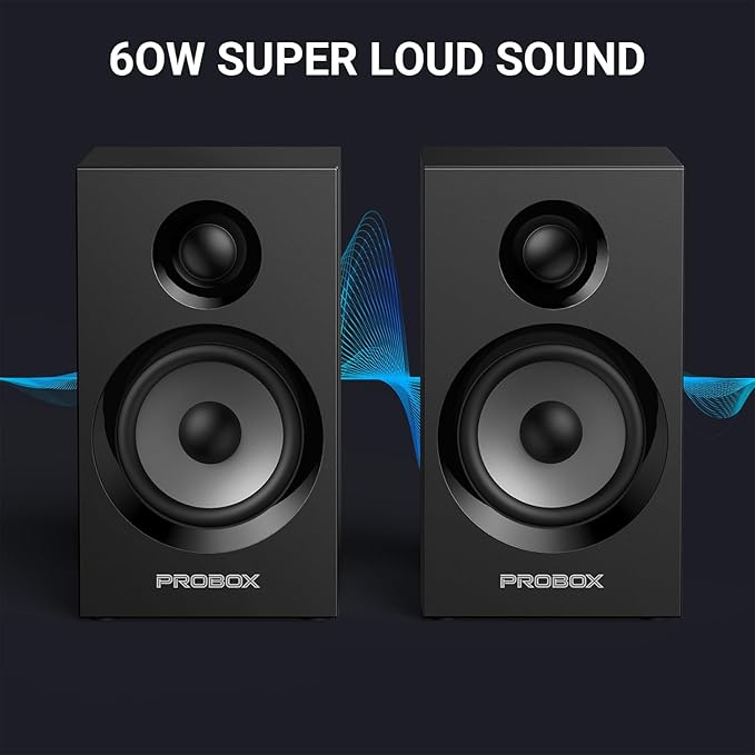 Powered Bookshelf Speakers HiFi Computer Gaming Monitors with Bluetooth 5.3 & 24-Bit USB DAC Stereo Speaker PC Speakers 3.5" Woofer,1" Silk Dome Tweeter, Adjustable Bass/Treble BT16-Black