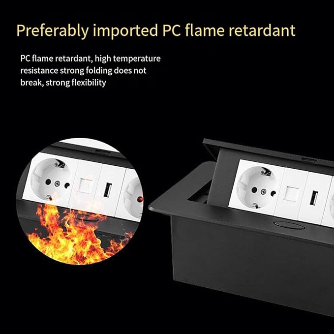 Multi-Function Desktop Information Box Embedded B Port Socket Computer Network Hole Pop-Up Universal Three Hole Desktop Socket,Silver