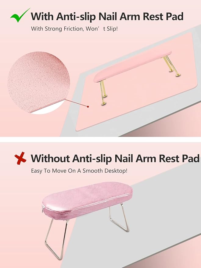 (MAT ONLY) Nail Art Table Mat, Nail Arm Rest Pad for Acrylic Nails, Soft Microfiber PU Leather Nail Mat for Table, Foldable Nail Hand Rest Pillow Manicure Pad, Acrylic Nail Desk Mat for Nail Cushion