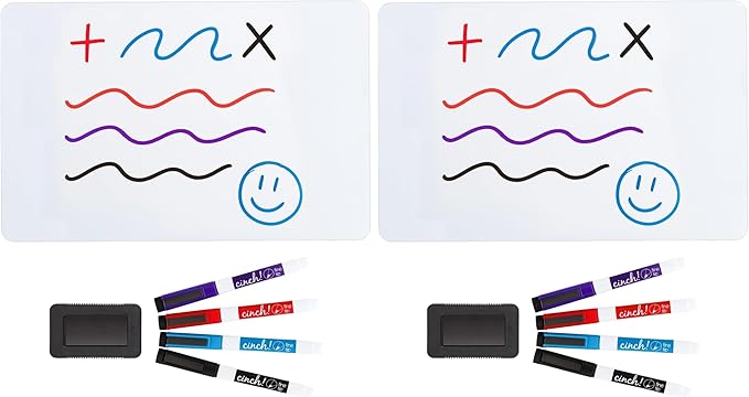 20x13 Stain-Resistant Magnetic Whiteboard for Fridge - Includes 4 Markers and Big Eraser with Magnets - Dry Erase Board - Refrigerator White Board Organizer and Planner (Pack of 2)