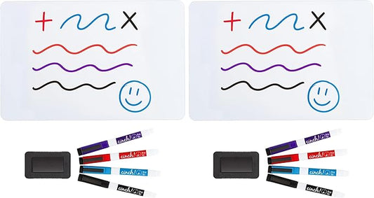 20x13 Stain-Resistant Magnetic Whiteboard for Fridge - Includes 4 Markers and Big Eraser with Magnets - Dry Erase Board - Refrigerator White Board Organizer and Planner (Pack of 2)