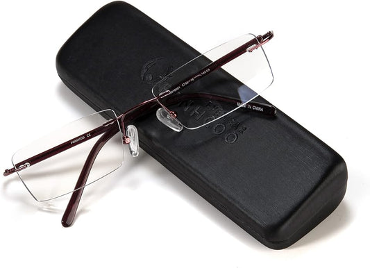 FONHCOO Blue Light Blocking Glasses Anti Blue Ray Unisex Lightweight Rimless Frameless Rectangle Computer Gaming Glasses