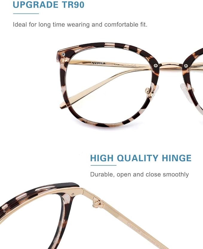 Cyxus 2 Pack Blue Light Glasses for Women, Blue Light Blocking Computer Eyeglasses for Woman Anti Eye Fatigue Eyewear Reduce Headaches