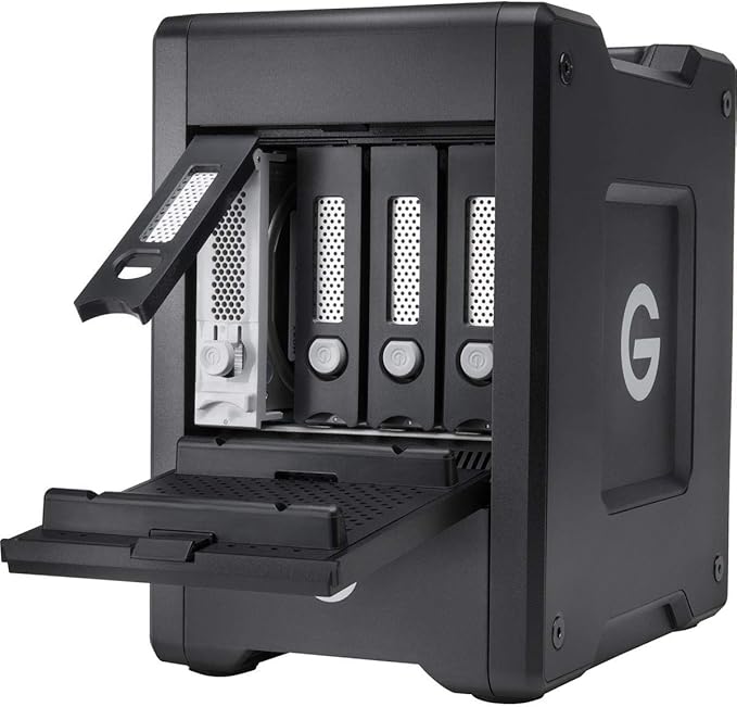G-Technology 40TB G-Speed Shuttle Thunderbolt 3 with ev Series Bay Adapter – Transportable 4-Bay Raid Storage Solution – 0G10082-1