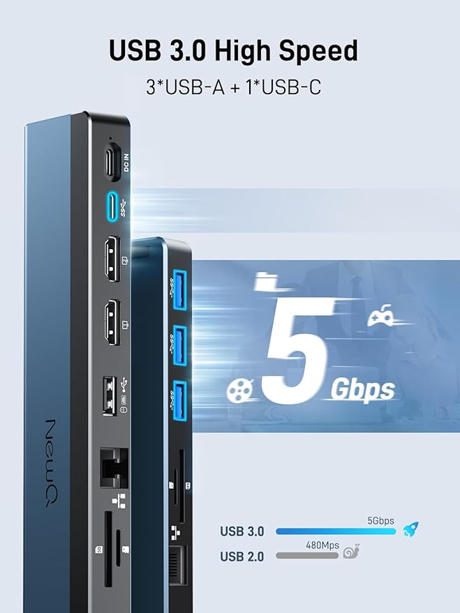 USB C Docking Station Dual Monitor with USB-C 100W Charger, 12-in-1 Laptop Dock with Dual HDMI 4K@30~60Hz, PD 100W, 5Gbps USB Ports*4, SD/TF Slot, Ethernet, Audio for MacBook/Dell/HP/Lenovo/Asus/Acer