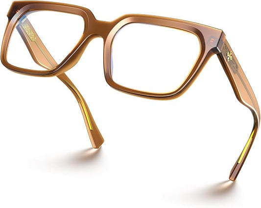 VISOONE Rectangle TR90 Blue Light Blocking Glasses Computer Eyewear with Preppy Look for Women and Men Cougar