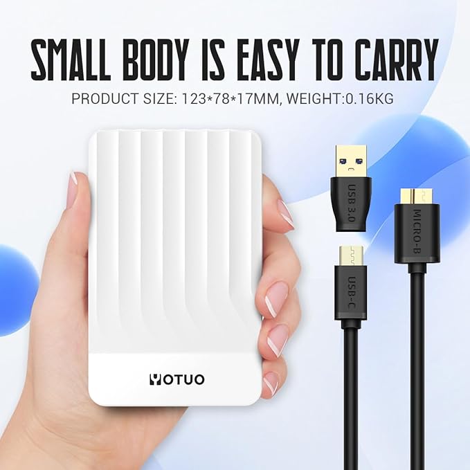 Portable External Hard Drive Storage Expansion Mobile HDD USB 3.0 for PC, Mac, Desktop, Laptop, PS4, Xbox One X/S, Xbox 360, Office & Game (White, 320GB)