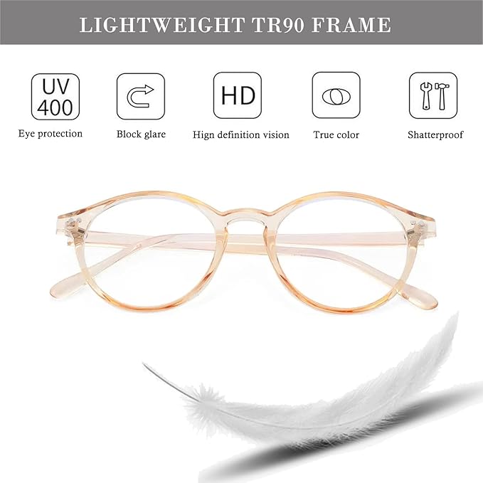 HJSTES Vintage Blue Light Glasses for Women Men Round Bluelight Blocking Glasses Thick TR90 Frame Eyeglasses
