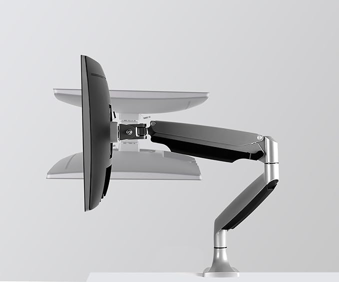Mount-It! Single Monitor Arm Desk Mount with Gas Spring, Height Adjustable Monitor Stand for 13–32 Inch Screens up to 20 lbs, VESA 75x75 & 100x100, C-Clamp & Grommet, Sit-Stand Desk Compatible