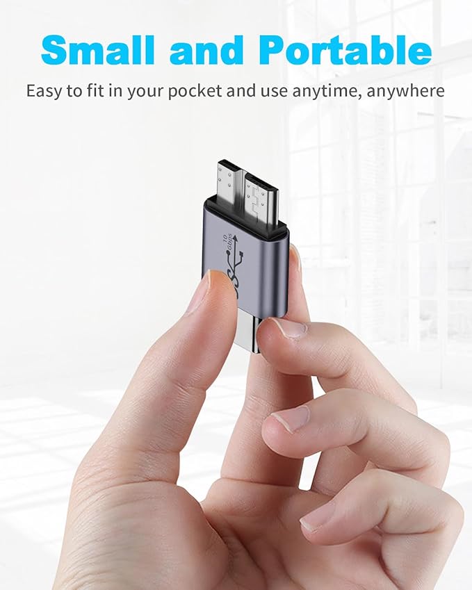 Duttek 10Gbps USB C to Micro B Cable Adapter, Micro B to USB C Adapter, Micro B Male to USB C 3.2 Male Adapter for Hard Drive Cable for External Portable SSD HDD 2 Pack