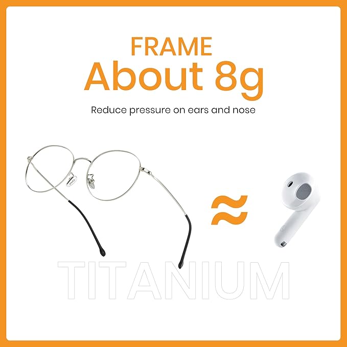 Cyxus Blue Light Glasses for Men and Women, Round Metal Frame Computer Eyeglasses for Office, Gaming, Reading 8090