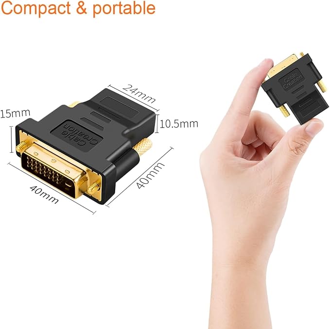 CableCreation DVI to HDMI Adapter, Bi-Directional DVI Male to HDMI Female Converter, Support 1080P, 3D for PS3,PS4,TV Box,Blu-ray,Projector,HDTV-10Pack